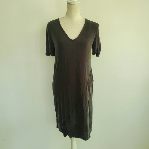 Dolan Left Coast Collection | Anthropologie Dark Gray Cupro Dress - Picture 3 of 10